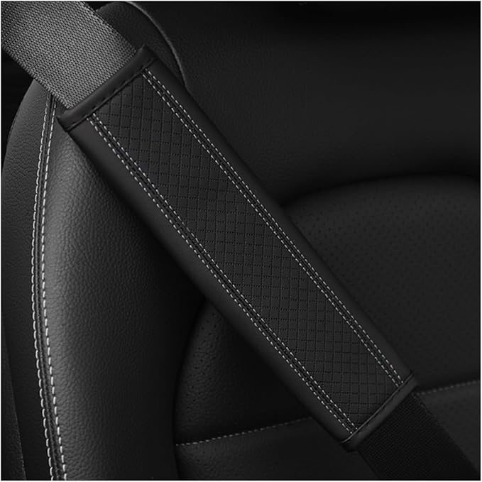 Car Seat Belt Pads, 2 Pack Fiber Leather Seatbelt Shoulder Strap Covers, More Comfort Driving & Protect Your Neck, Universal Safety Strap Cover for Auto SUV Truck Airplane Backpack (Black/Gray)