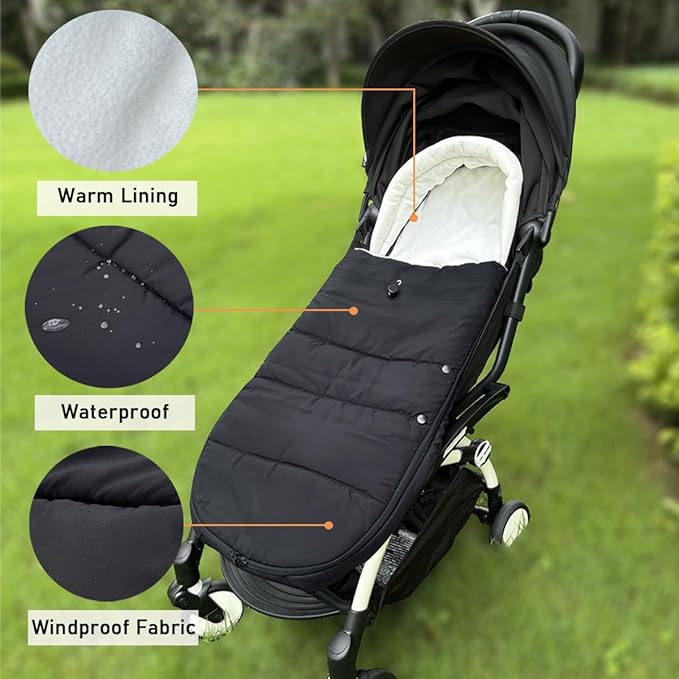 Universal Pushchair Footmuff for Babyzen YOYO/YOYO2 /Joolz/Bugaboo, Waterproof Fabric Base, Easy-Clean, Warm Foot Cover for Strollers