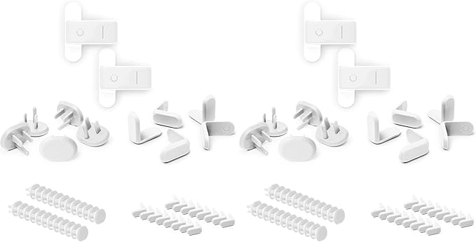 Ubbi Safety Bundle, Safeguarding and Baby Proofing Set, Includes 36 Outlet Covers, 16 Table Corner Protectors and 2 Pinch Guards, Child Safety Kit, White (Pack of 2)