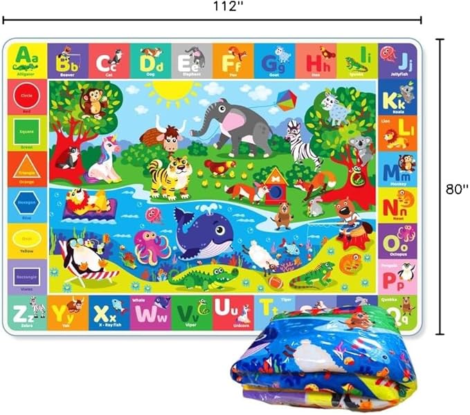QUOKKA Baby Mat for Floor Play for Babies 6-12 Months – Super Soft Baby Floor Play Mat for Toddlers 1-3 – Extra Large Thick Plush Rug for Nursery – Padded Foldable Activity Infant Playroom Carpet