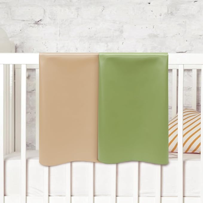 Elantrip Changing Pad for Bed - Leather Changing Pad for Baby, Portable Baby Changing Mat Travel, Compact Diaper Change Mat, Fits Diaper Bag Green and Beige