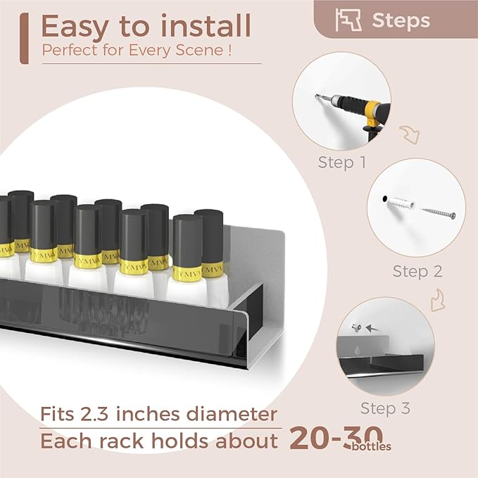 RORKIM 4 Pack 15 Inch Black Reflective Acrylic Shelves, Black Floating Shelves, Modern Sunglasses Essential Oil Picture Ledge Display Toy Storage Shelf