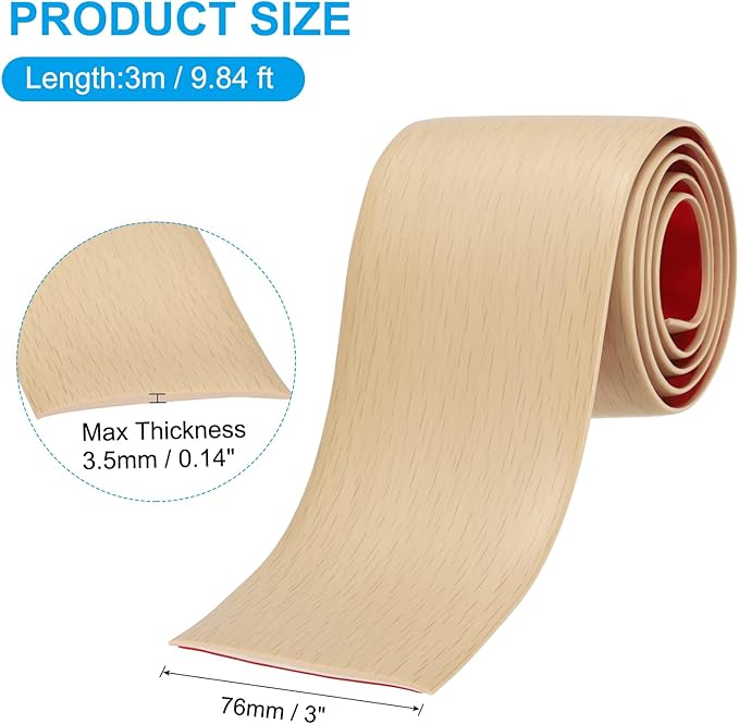 PATIKIL Self Adhesive Floor Transition Strip 10 ft x 3" Vinyl Flat Divider Flooring for Joining Floor Gaps Carpet Transition Floor Tiles, Maple Wood