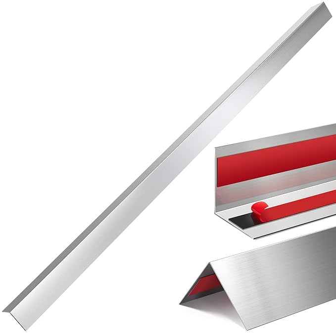 Therwen 5 Pcs 2 x 2 x 48 Inch 304 Stainless Steel Corner Guards Metal Wall Guard Protector Corner Trim Molding for Door Countertop Furniture Cabinet Protection