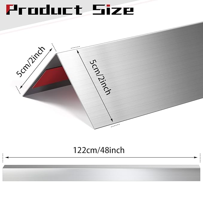 Therwen 5 Pcs 2 x 2 x 48 Inch 304 Stainless Steel Corner Guards Metal Wall Guard Protector Corner Trim Molding for Door Countertop Furniture Cabinet Protection