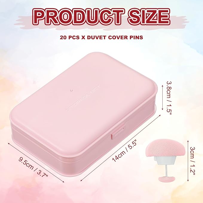 uxcell 20 Pcs Duvet Cover Pins to Hold Comforter Inside, Duvet Clips with Soft Fabric Material for Quilt Cushions Curtains, Light Pink (Heart)