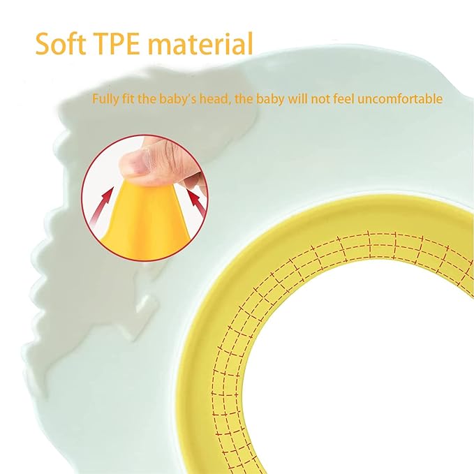 Baby Shower Cap Shield, Shower Cap for Kids, Visor Hat for Eye and Ear Protection for 0-9 Years Old Children,Cute Dinosaur/Crocodile/Hippo shape Makes the Baby Bath More Fun (Hippo, Yellow)