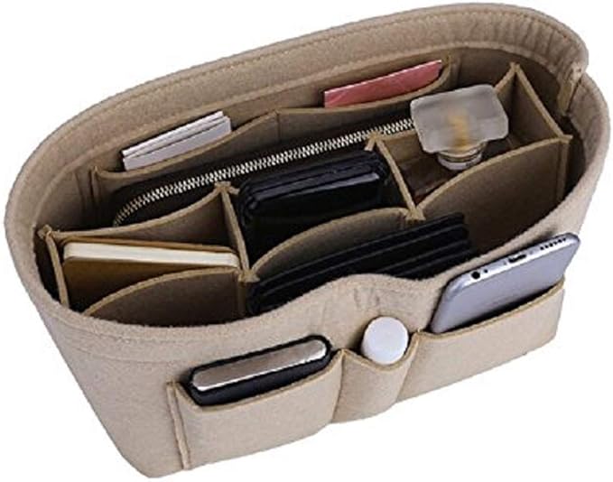 ZTUJO Purse Organizer Insert, Felt Bag Organizer For Handbag Purse Organizer,13 Colors, 6 Size (Large, Beige)