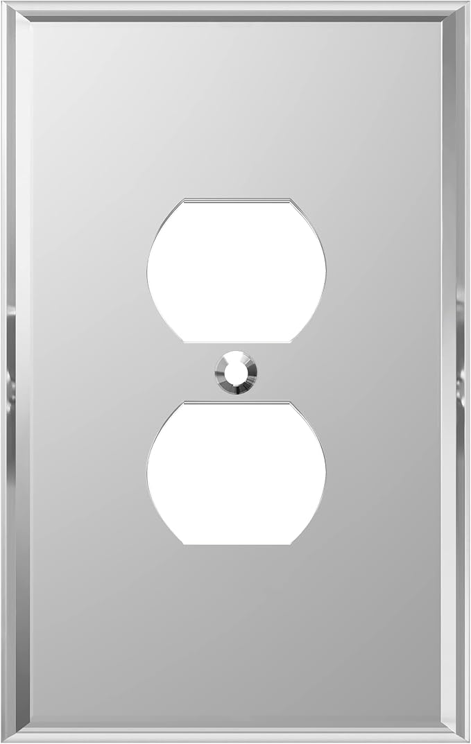 LIDER Duplex Receptacle Wall Plate, Mirrored Outlet Cover for Duplex Outlet, Plexiglass Outlet Cover, Reflective Finish, Acrylic Glass, Modern Decoration, Oversized 1-Gang 5.25" x 3.44", Silver