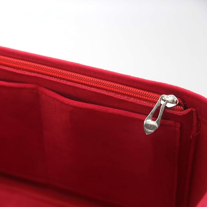 Purse Organizer Insert, Suede Bag Organizer Handbag Tote Shaper, Suede Material, Soft and Non Damaging Bag (Slender Medium,Red)
