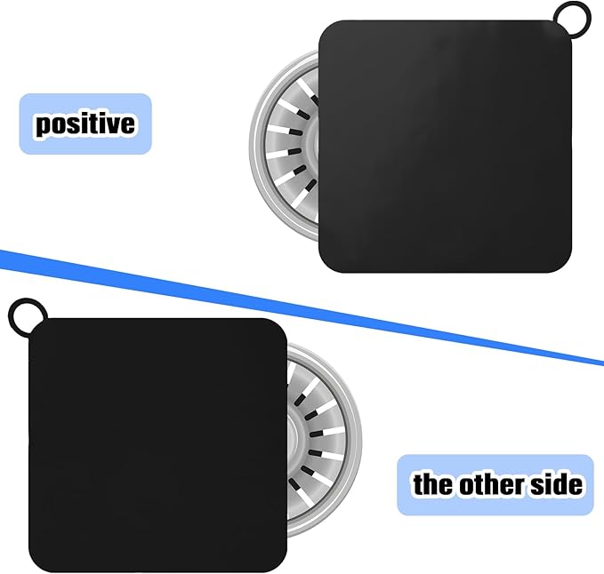 Yinkin 6 Pcs Drain Covers to Keep Bugs Out Silicone Shower Floor Tub Stoppers Bathtub Drain Stoppers Sewer Anti-Odor Mats Deodorizing Plugs for Bathroom(6 x 6 Inch,Square,Black)