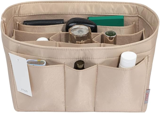 ZTUJO Purse Organizer Insert, Felt Bag Organizer For Handbag Purse Organizer,13 Colors, 6 Size (X-Large, Silky Beige)