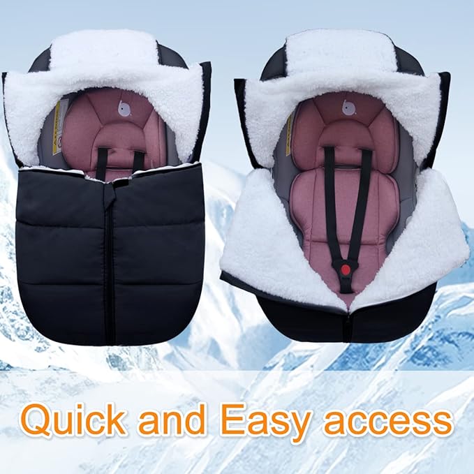 Mom's Choice Awards Winner-TSAYAWA Winter Baby Infant Car Seat Cover-Keep Babies Warm Carseat Bunting Bag/Blanket for Newborn-Cold Weather Insulated Windproof Carrier Canopy for Travel (Black)