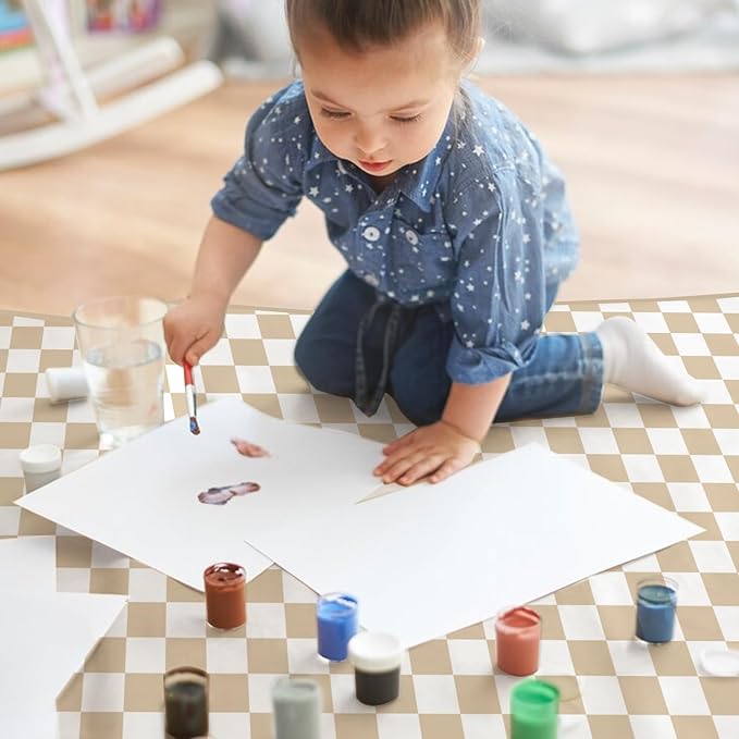 Baby Splat Mat for Under High Chair, 51 x 51 Inch Wipeable Splash Mat，Floor Protector，Wipe-Clean Tablecloth and Playing Mat (Square)