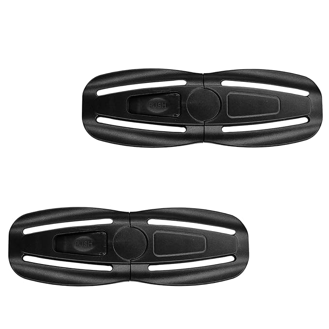 2 Pack Child Seat Chest Clip,Baby Seat Chest Harness Buckle Seat Chest Stroller Chest Universal Replacement for Baby and Kids Trend (Black)