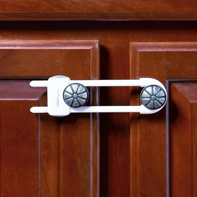 Toddleroo by North States - Sliding Cabinet Locks for Baby Proofing: Child Proof Cabinet Locks White 3 Count (Pack of 6)