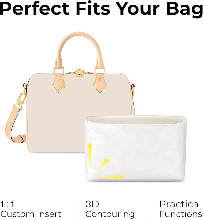 Bag Organizer Insert for LV Speedy 25 Handbag,Custom Fit Inside Premium Craie Lightweight WaterResistant Purse Insert with Cup Holder Accessories