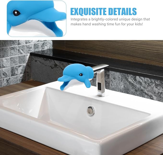 Ipetboom Kids Faucet Extender Cartoon Sink Spout Guide Baby Hand Washing Tool Portable Vinyl Design 4.13X3.34X2.55 Inches Safe Toddler Bath Accessory