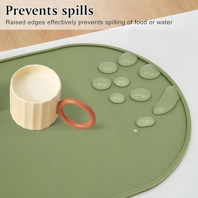 yuuzue Silicone Placemat Set of 6, Heat Resistant Placemats for Dinning Table, Reusable Portable Kids Baby Placemats, Waterproof Stain-Proof Toddler Food Mats, Easy to Clean Silicone Mat Oval Placemat