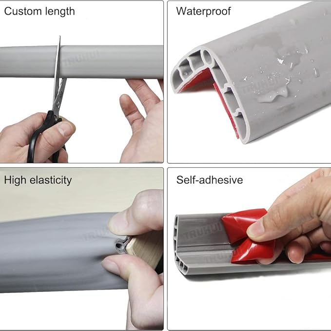 Colorful Rubber Wall Corner Guard Edge Protector,Anti-Collision Strip, Self-Adhesive Wall Guards, Safety Edge & Corner Guards, Length 3.28 ft,Grey