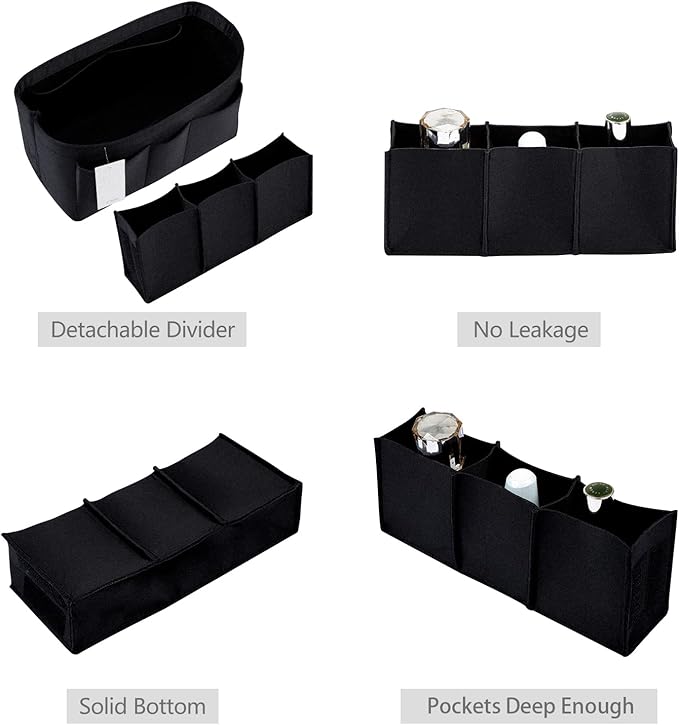ZTUJO Purse Organizer Insert, Felt Bag Organizer For Handbag Purse Organizer,13 Colors, 6 Size (Small, Silky Black)