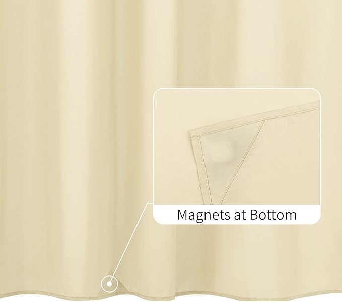 ALYVIA SPRING Stall Fabric Shower Curtain Liner Waterproof - Soft & Lightweight Small Shower Curtain with Magnets for Narrow Stall Size, Machine Washable - 36x72, Cream