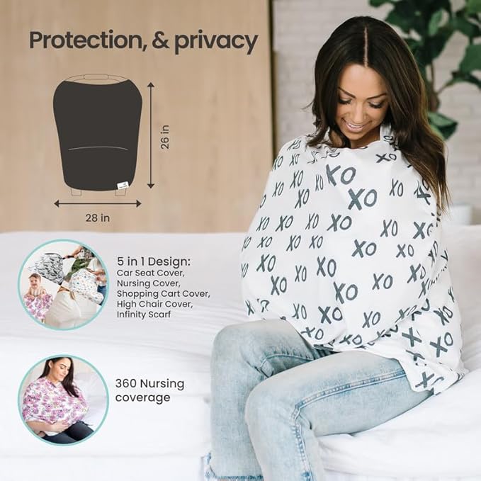 Copper Pearl Multi-Use Cover: Car Seat Covers, Nursing Cover, and Stroller Cover for Sun - Stretchy Fabric, All-Season Use, Stylish Designs, Easy Access for Moms - Moab