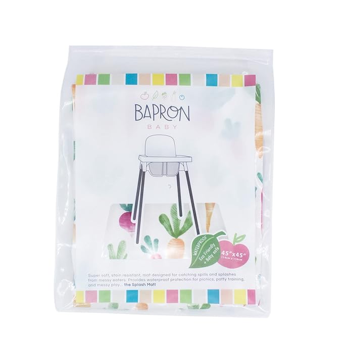 BapronBaby Farm Produce Splash Mat - Waterproof Catch-All for Under High Chairs, Floors, Tables, Playtime or Arts & Crafts - Machine Washable - 45" x 45”