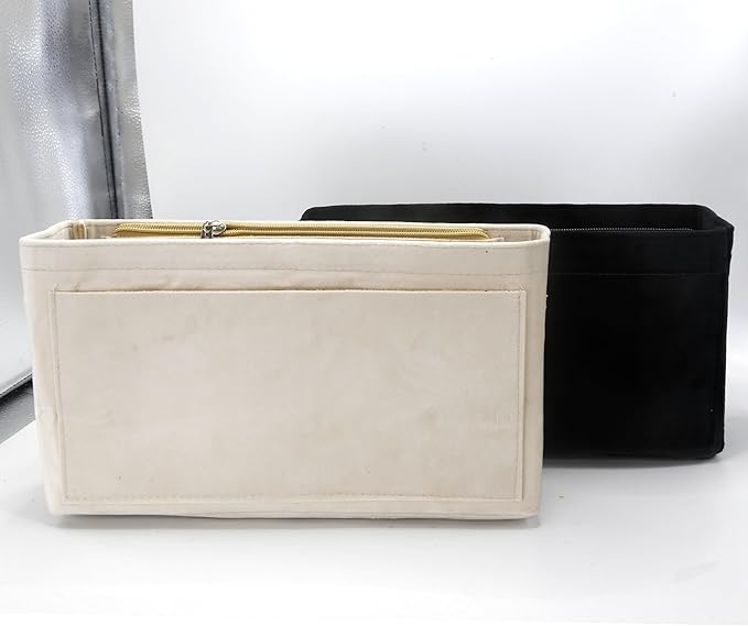 Purse Organizer Insert, Suede Bag Organizer Handbag Tote Shaper, Suede Material, Soft and Non Damaging Bag (Beige, Small)
