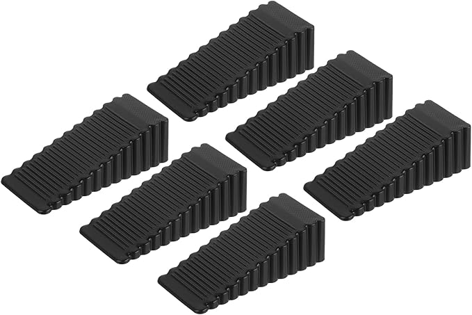 uxcell 6 Pcs Door Stoppers for Bottom of Door, 28mm/1.10 Inch Door Stops, Rubber Door Stopper Wedge Anti Slip, Window Stopper Door Stackable, Black