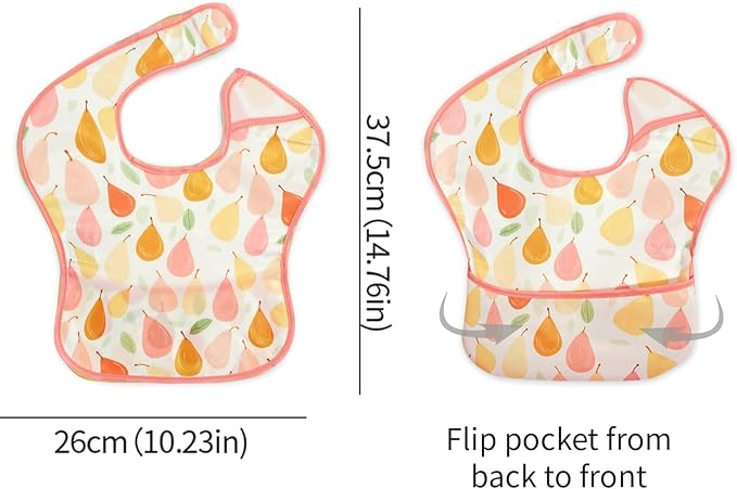 CoolaPeach 3-Pack Waterproof Baby Bibs for Eating - Lightweight Feeding Bibs, Mess Proof, Baby Essential Must Have for Eating