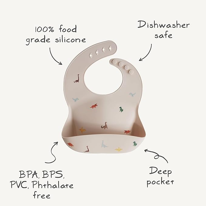 mushie Silicone Baby Bib | Adjustable Fit Waterproof Bibs (Boats)
