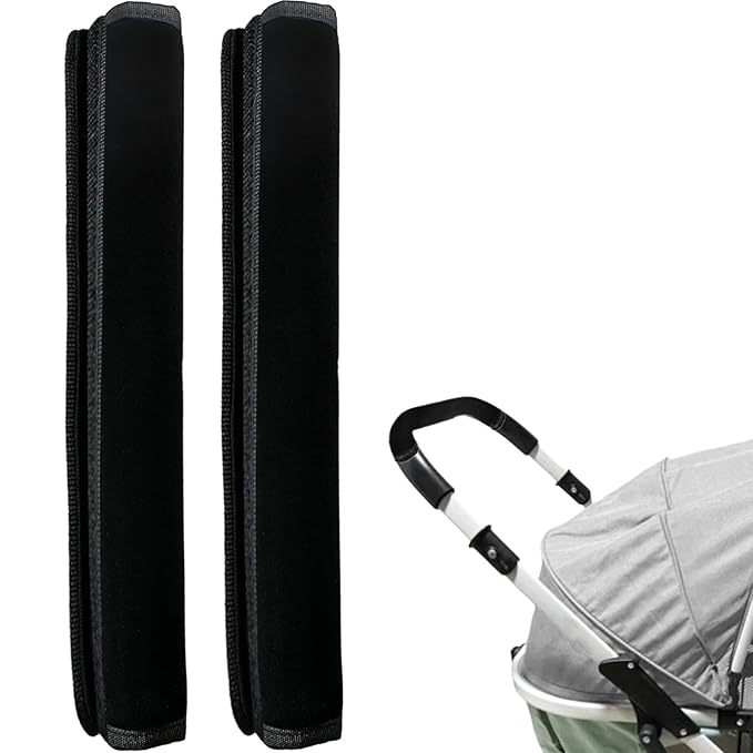 2 Pack 13.38 * 5.51in Armrest Handle Cover,Universal Handle Sleeve Cover Replacement Pushchair Handle Cover Accessory Elastic Dust Proof Protector Sleeve for Pushchair Pram(Black)