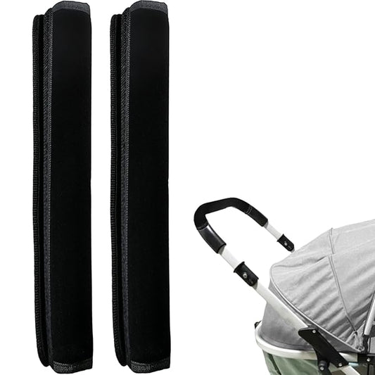 2 Pack 13.38 * 5.51in Armrest Handle Cover,Universal Handle Sleeve Cover Replacement Pushchair Handle Cover Accessory Elastic Dust Proof Protector Sleeve for Pushchair Pram(Black)