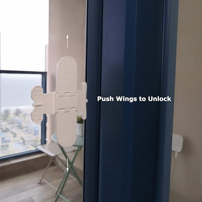 Child Safety Lock for Sliding Glass Door, Slide Closet Doors | Baby Proof Windows Locks | No Tools, Drilling Needed (4 Pack, White)