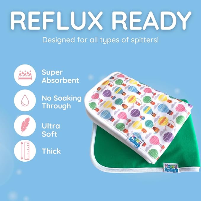 4-Layer Premium Burp Cloths for Heavy Spit-Up & Reflux – 2 Pack | Wide Coverage, Super Absorbent Cotton, No Seep-Through by Happy Spitters Club