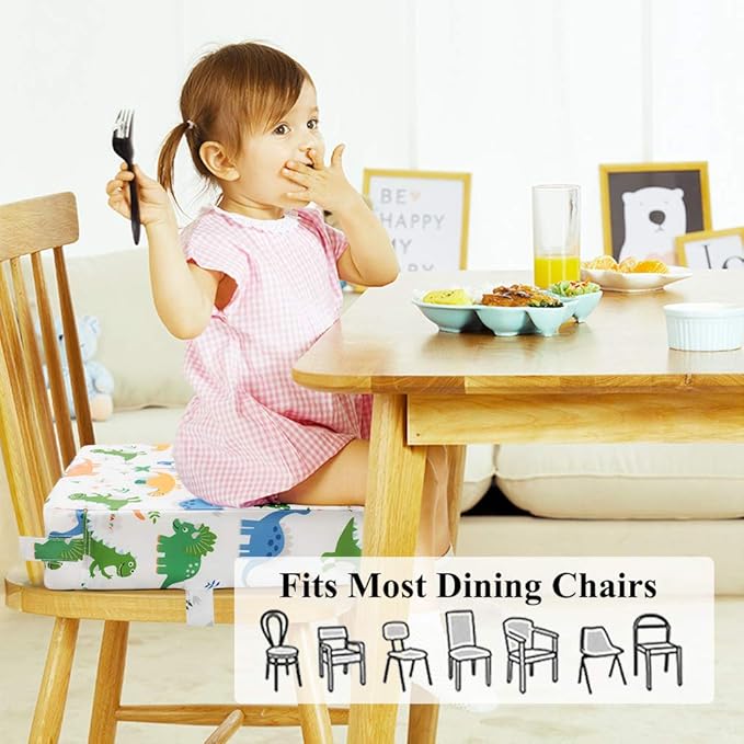 Dining Chair Heightening Cushion Portable Dismountable Adjustable Highchair Booster for Baby Toddler Kids Infant Washable Thick Chair Seat Pad Mat (White)