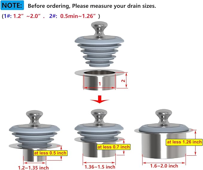 Bathtub Drain Stopper,Tub Stopper,Silicone Bathtub Stopper, Washbasin Drain Plug(Gray,Patented Product)