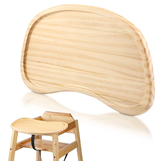 Baby Wooden High Chair Tray, Antique Vintage Toddler Infant Seat Tray Replacement Universal Wooden High Chair Accessory for Kitchen Toddlers and Babies Home Finger Foods Placemat