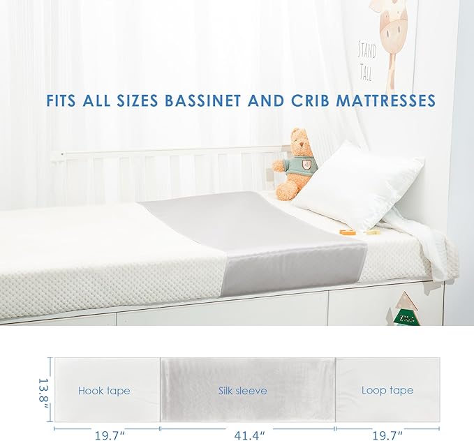 PROMEED 2 Pack 100% Mulberry Silk Crib Sleeve for Baby Hair Loss Prevention, Premium 23 Momme Natural Silk Bassinet Slip for Bassinets/Cradles/Cots/Cribs (Light Grey)