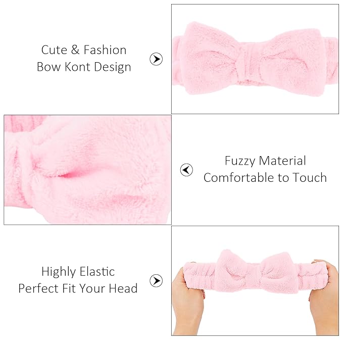 10 Pack Cute Pink Skincare Headbands Set for Women Girls Spa Headband for Washing Face Bulk Valentine’s Day Party Favor & Gift Set