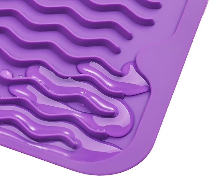 MicoYang Silicone Dish Drying Mat for Multiple Usage,Easy clean,Eco-friendly,Heat-resistant Silicone Mat for Kitchen Counter,Sink,Bar,Bottle,or Cup Purple M 17 inches x 6 inches