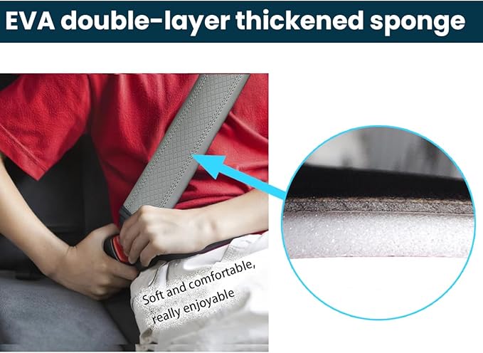 Car Seat Belt Pads, 2 Pack Fiber Leather Seatbelt Shoulder Strap Covers, More Comfort Driving & Protect Your Neck, Universal Safety Strap Cover for Auto SUV Truck Airplane Backpack (Gray)