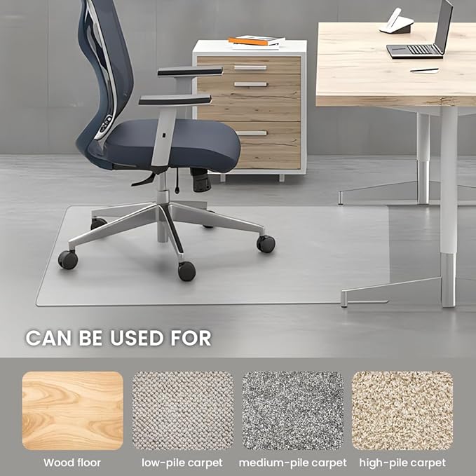 Office Chair Mat - Heavy Duty, 47"x32", 1/7" Thick, Flat Shipping, Suitable for Carpet and Hardwood Floor