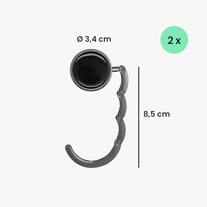 kwmobile Purse Hanger for Table (Set of 2) - Purse Hook for Table - Folding Handbag Hanger - Portable Bag Holder