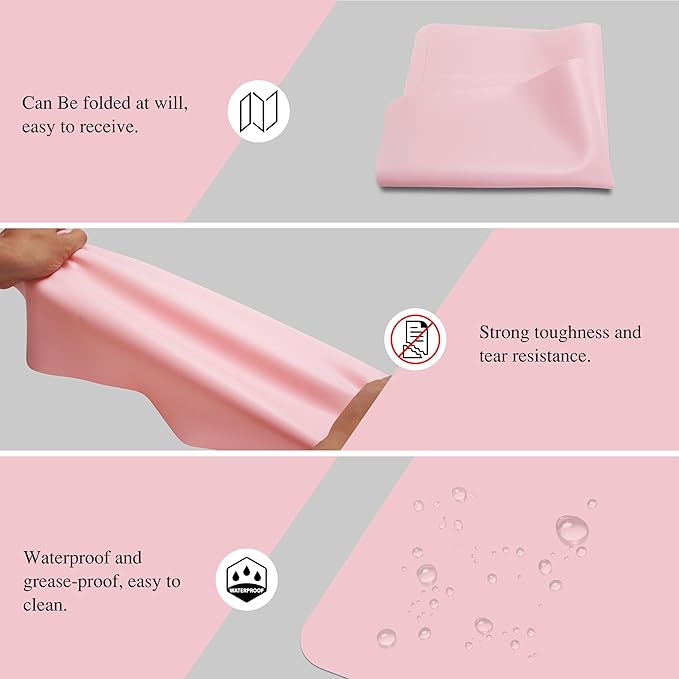 3Pcs 15.7"x 11.8"x 0.03" Pink Silicone Mat, Silicone Mats, Silicone Placemats for Kitchen Counter, Jewelry, Paiting