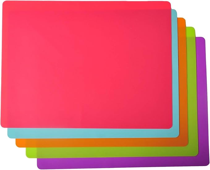 Placemats for Kids, Silicone Placemat for Dining Kitchen Table, Waterproof Dining Mat for Kids Baby Toddler, Reusable, Easy to Clean (5 Pack) Multicolor