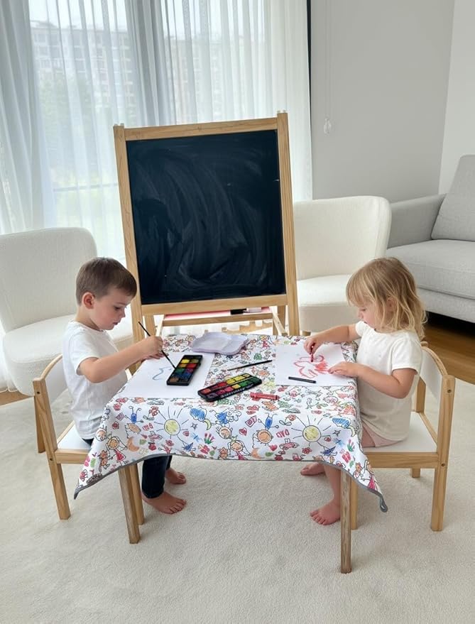 Waterproof High Chair Splat Mat – Machine Washable Floor & Table Protector for Baby Feeding, Art & Crafts, Outdoor Use (Family, 114x118 Inch)