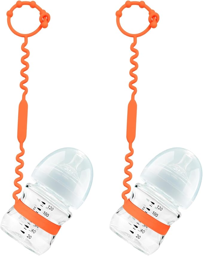 Toy Straps, Silicone Toy Straps for Stroller, Toy Safety Straps, Sippy Cup Straps, Adjustable Toy Holder for Stroller, High Chair - BPA Free (Orange)
