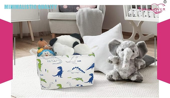 TIBAOLOVER Rectangular Kids Storage Basket Gift Basket Baby Storage Basket Cute Kids Toy Storage Bin Organizer Shelf Book Basket Room Decor(Polychrome Dinosaurs)